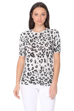 YEMAK Women's Crewneck 1/2 Sleeve Leopard Print Casual Knit Pullover Sweater MK3664LEO YEMAK Women's Crewneck 1/2 Sleeve Leopard Print Casual Knit Pullover Sweater MK3664LEO